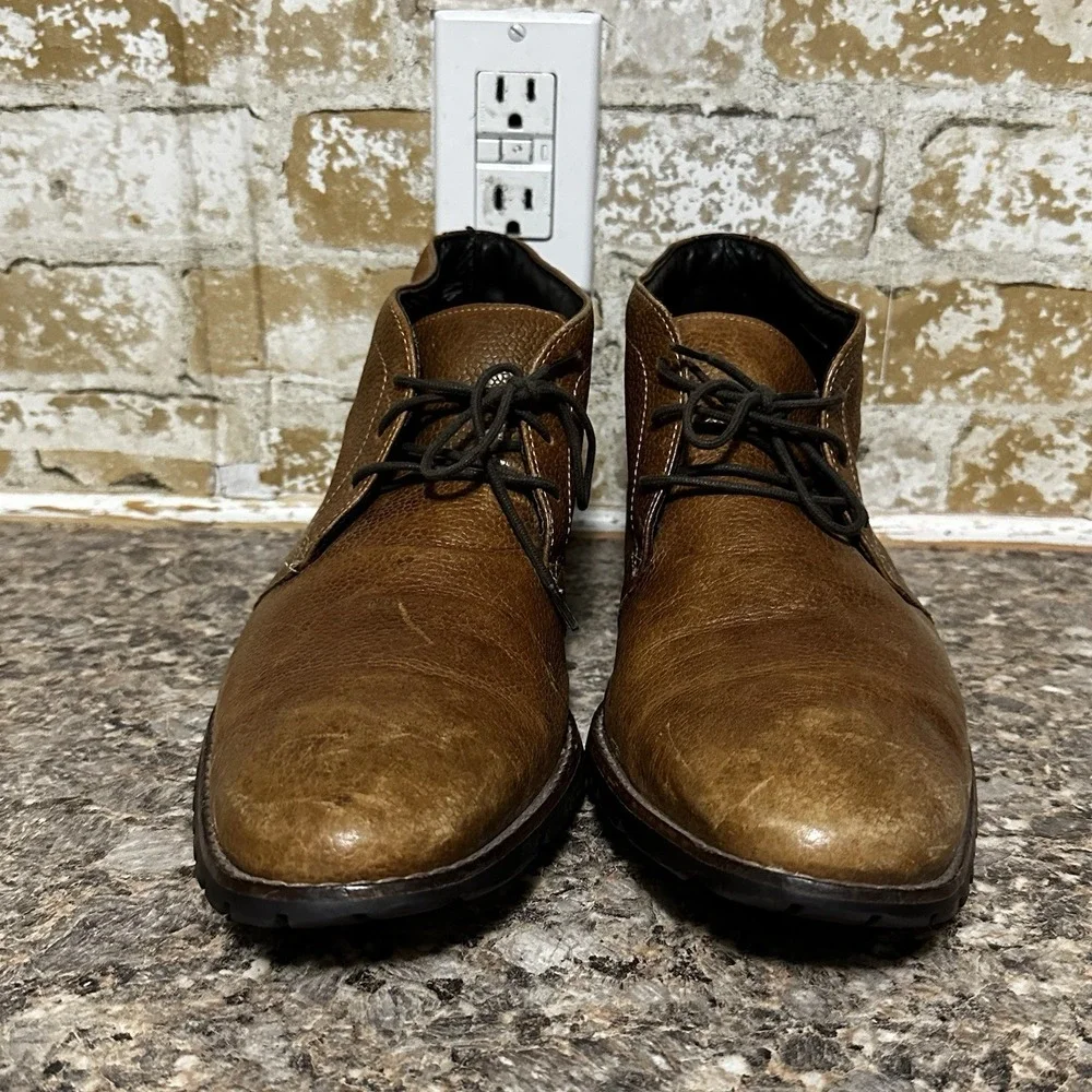 Cole Haan NikeAir Brown Leather Oxford Ankle Boots Men's Size 13M Pebbled READ